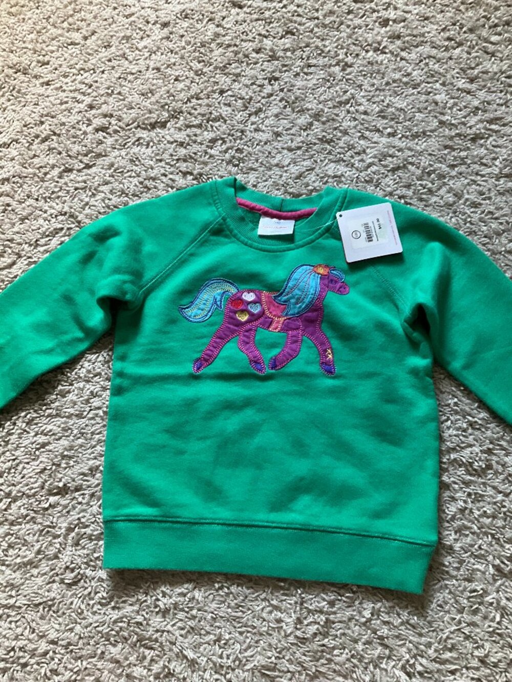 Hanna Andersson Sweatshirt with Horse Applique. Size  100 (US 4). Green.